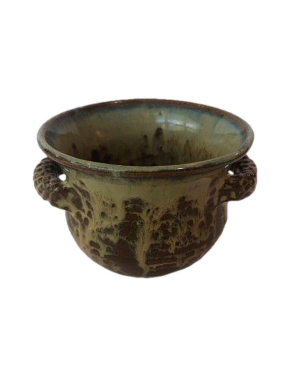 Studio pottery small bowl with handles. Signed Gail Howard. Dated 2007